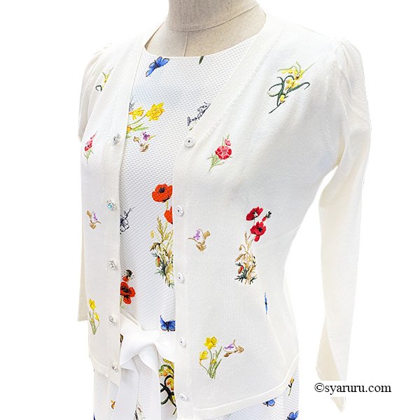 画像2: 【SuperBeauty  】★花刺繍デザインニットカーディガン (2)