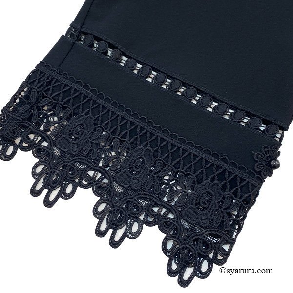 画像4: 【SuperBeauty  】裾レースハイテンション素材パンツ (4)