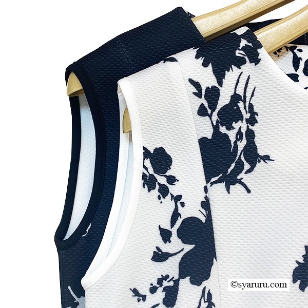 画像9: 【SuperBeauty  】モノトーン花プリントノースリーブワンピース (9)