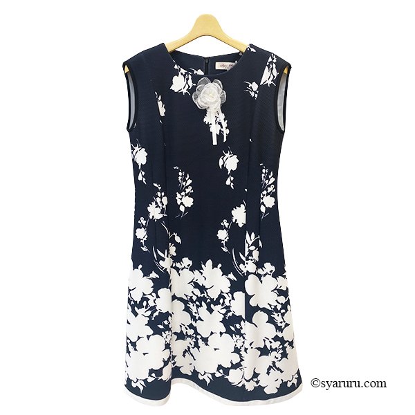 画像4: 【SuperBeauty  】モノトーン花プリントノースリーブワンピース (4)