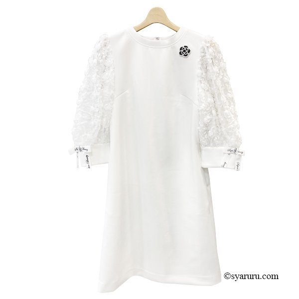 画像2: 【SuperBeauty  】★袖異素材使いダンボールニット素材ワンピース (2)