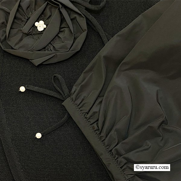 画像12: 【SuperBeauty  】★タフタ素材袖花モチーフ付ニットカーディガン (12)