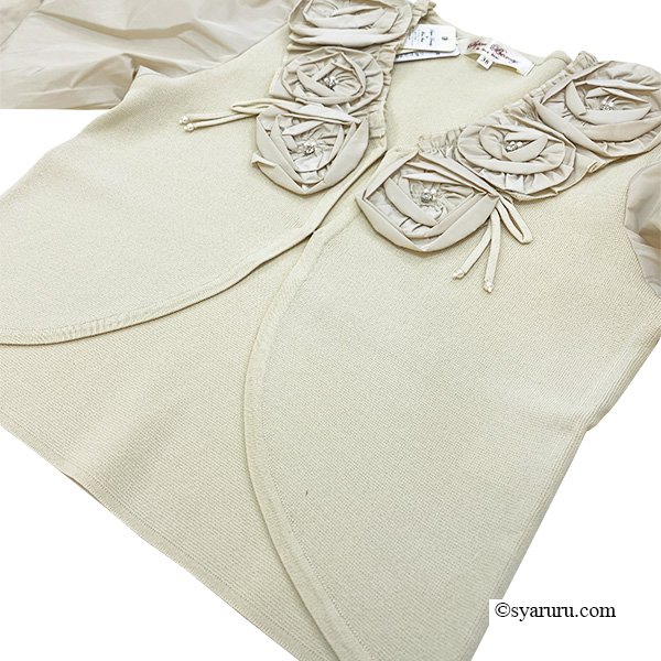 画像8: 【SuperBeauty  】★タフタ素材袖花モチーフ付ニットカーディガン (8)