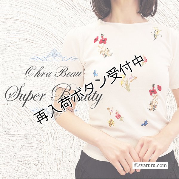 画像1: 【15,000円 →超特価 3900円＜在庫限り＞クーポン/POINT不可】花刺繍デザイン半袖セーター (1)