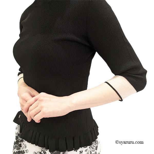 画像3: 【SuperBeauty  】★袖先透かし編み裾フリルセーター《送料220円代引は通常送料》 (3)