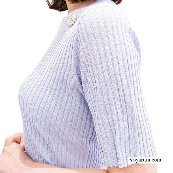 画像3: 【SuperBeauty  】★裾フリルリブ編み半袖セーター《送料220円代引は通常送料》 (3)