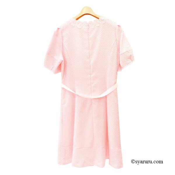 画像4: 【SuperBeauty  】ドット柄コサージュ付きVネック半袖ワンピース (4)