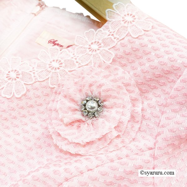 画像5: 【SuperBeauty  】ドット柄コサージュ付きVネック半袖ワンピース (5)