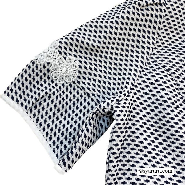 画像13: 【SuperBeauty  】ドット柄コサージュ付きVネック半袖ワンピース (13)