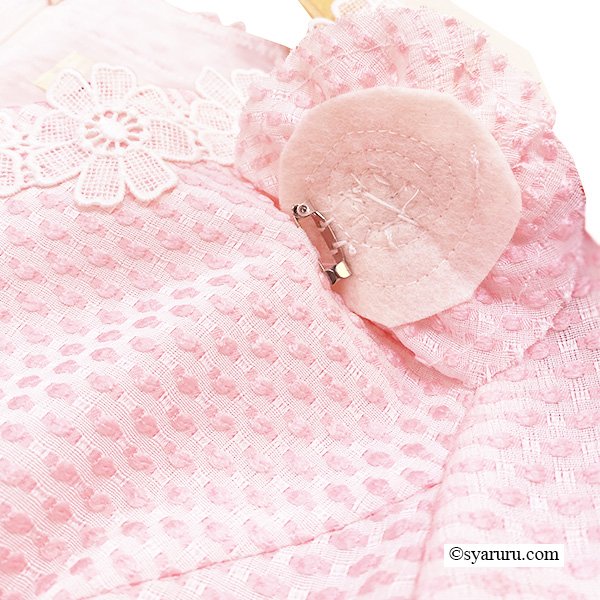 画像7: 【SuperBeauty  】ドット柄コサージュ付きVネック半袖ワンピース (7)