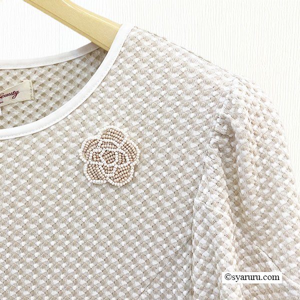 画像13: 【SuperBeauty  】裾レースギンガムチェックジャージ素材ワンピース (13)