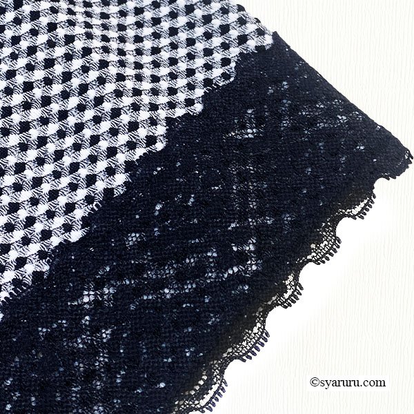 画像11: 【SuperBeauty  】裾レースギンガムチェックジャージ素材ワンピース (11)