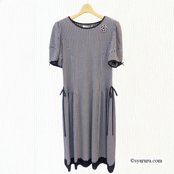 画像3: 【SuperBeauty  】裾レースギンガムチェックジャージ素材ワンピース (3)