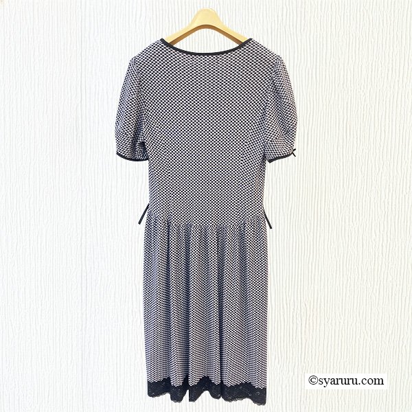 画像4: 【SuperBeauty  】裾レースギンガムチェックジャージ素材ワンピース (4)