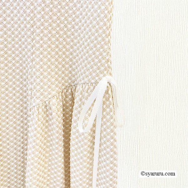 画像14: 【SuperBeauty  】裾レースギンガムチェックジャージ素材ワンピース (14)