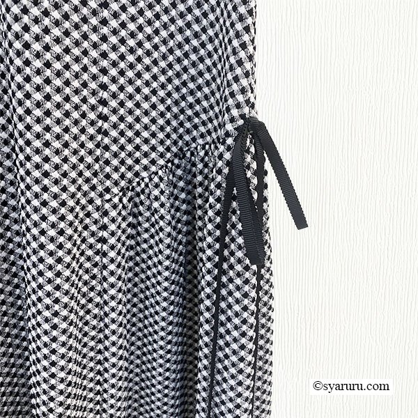 画像7: 【SuperBeauty  】裾レースギンガムチェックジャージ素材ワンピース (7)