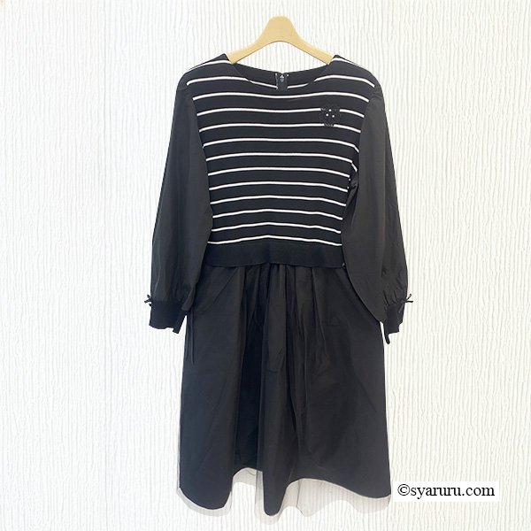 画像3: 【SuperBeauty  】★ボーダー柄ワンピースニットタフタ素材の (3)