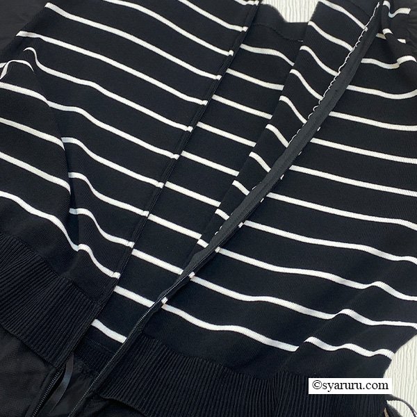 画像9: 【SuperBeauty  】★ボーダー柄ワンピースニットタフタ素材の (9)