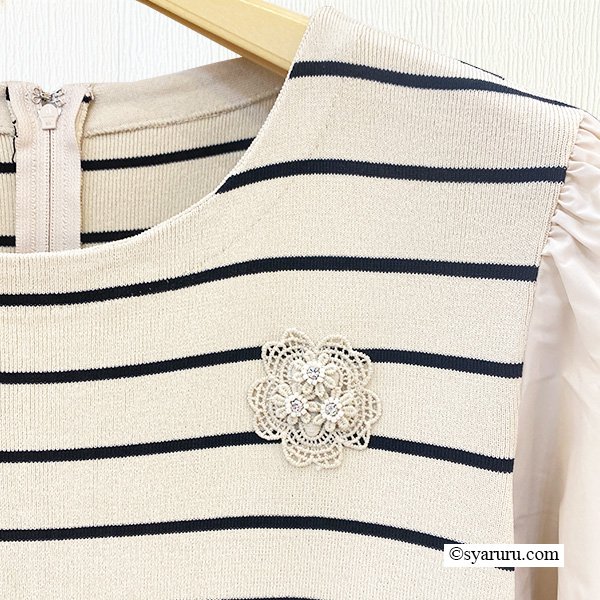 画像5: 【SuperBeauty  】★ボーダー柄ワンピースニットタフタ素材の (5)