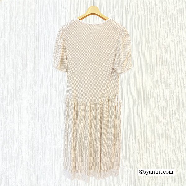 画像5: 【SuperBeauty  】裾レースギンガムチェックジャージ素材ワンピース (5)