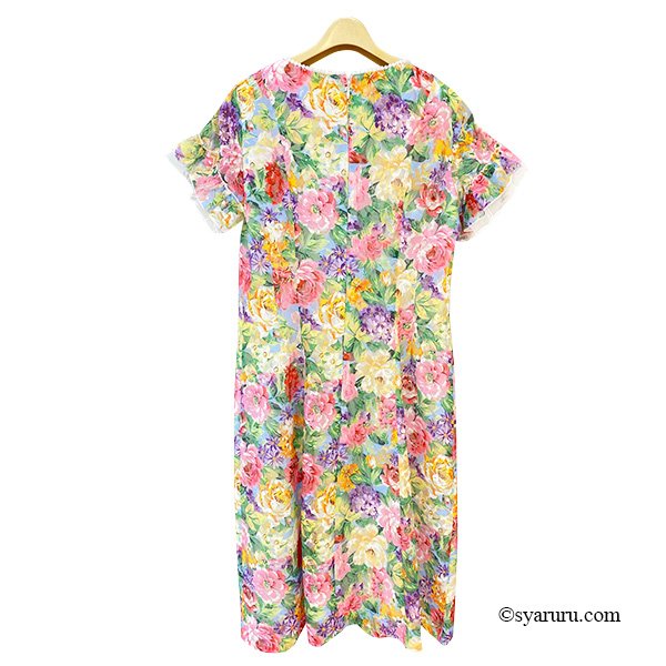 画像3: 【SuperBeauty  】多色大花プリントレース素材半袖ワンピース (3)