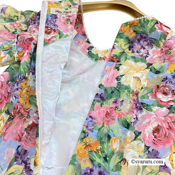 画像5: 【SuperBeauty  】多色大花プリントレース素材半袖ワンピース (5)