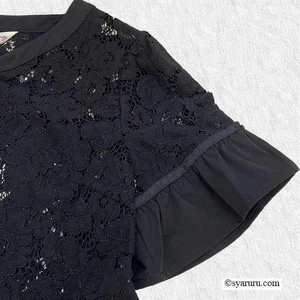 画像5: 【SuperBeauty  】レースタフタ素材切替Vネックブラウス《送料220円代引は通常送料》 (5)