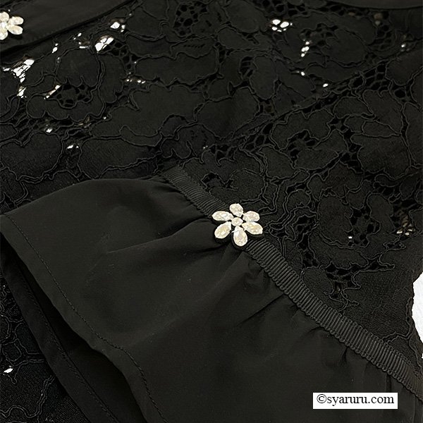 画像6: 【SuperBeauty  】レースタフタ素材切替Vネックブラウス《送料220円代引は通常送料》 (6)