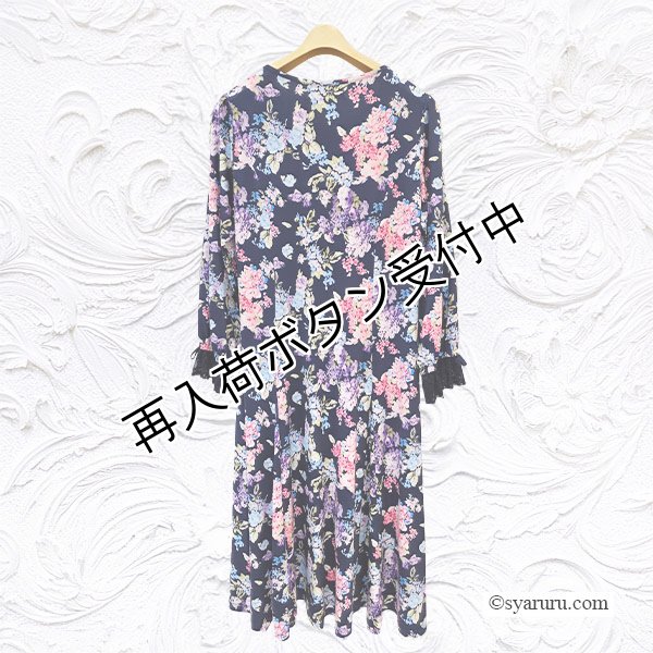 画像3: 【SuperBeauty  】袖先使い多色プリント長袖ワンピース (3)