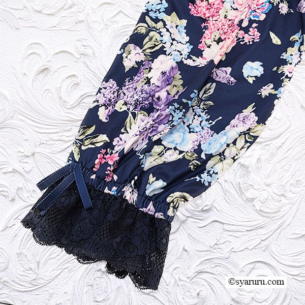 画像5: 【SuperBeauty  】袖先使い多色プリント長袖ワンピース (5)