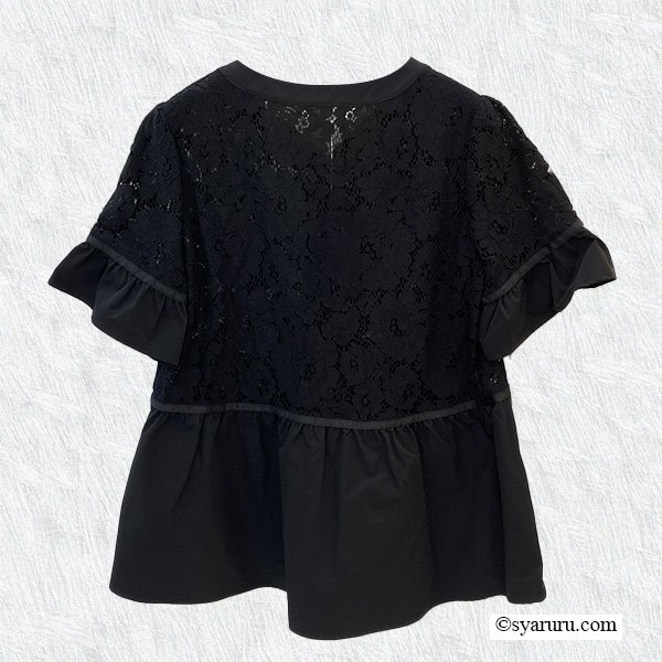 画像3: 【SuperBeauty  】レースタフタ素材切替Vネックブラウス《送料220円代引は通常送料》 (3)