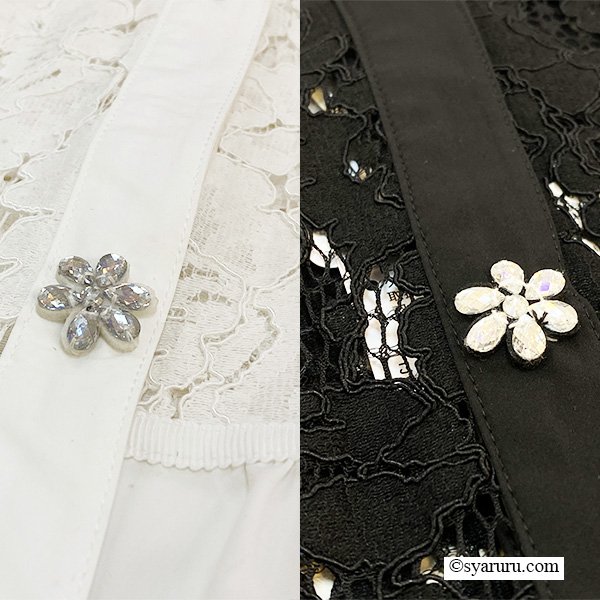 画像10: 【SuperBeauty  】レースタフタ素材切替Vネックブラウス《送料220円代引は通常送料》 (10)