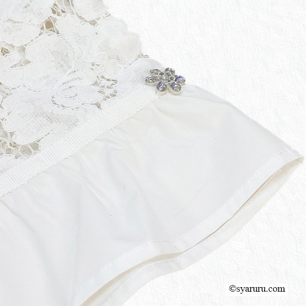 画像9: 【SuperBeauty  】レースタフタ素材切替Vネックブラウス《送料220円代引は通常送料》 (9)