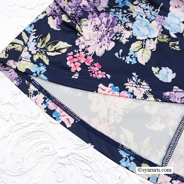 画像6: 【SuperBeauty  】袖先使い多色プリント長袖ワンピース (6)