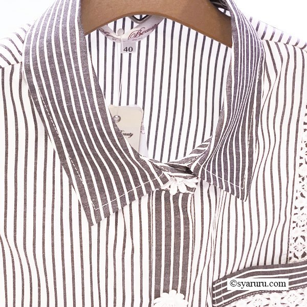 画像14: 【SuperBeauty  】ストライプ柄ショートブラウス (14)