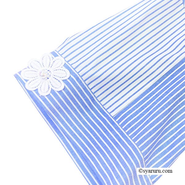 画像7: 【SuperBeauty  】ストライプ柄ショートブラウス (7)