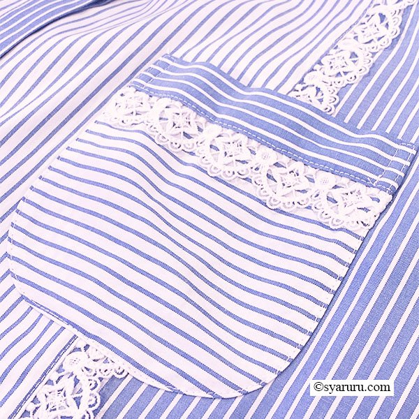 画像8: 【SuperBeauty  】ストライプ柄ショートブラウス (8)