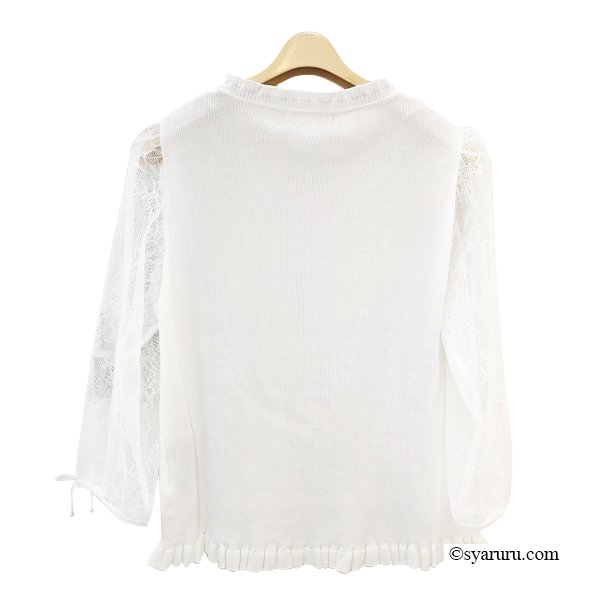 画像3: 【SuperBeauty  】★レースチュール素材の2重袖フリルデザインセーター (3)