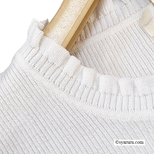 画像10: 【SuperBeauty  】★レースチュール素材の2重袖フリルデザインセーター (10)