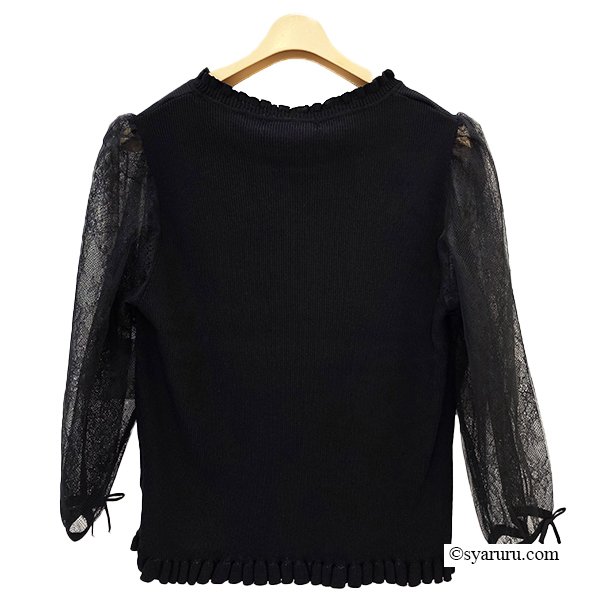 画像4: 【SuperBeauty  】★レースチュール素材の2重袖フリルデザインセーター (4)