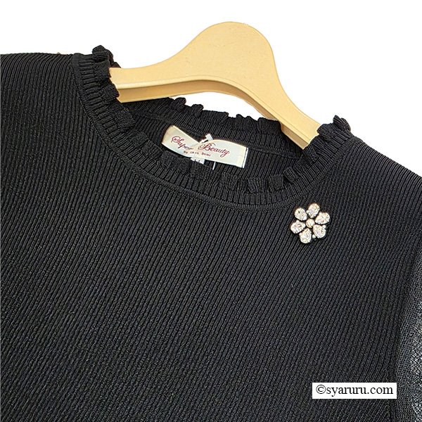 画像5: 【SuperBeauty  】★レースチュール素材の2重袖フリルデザインセーター (5)