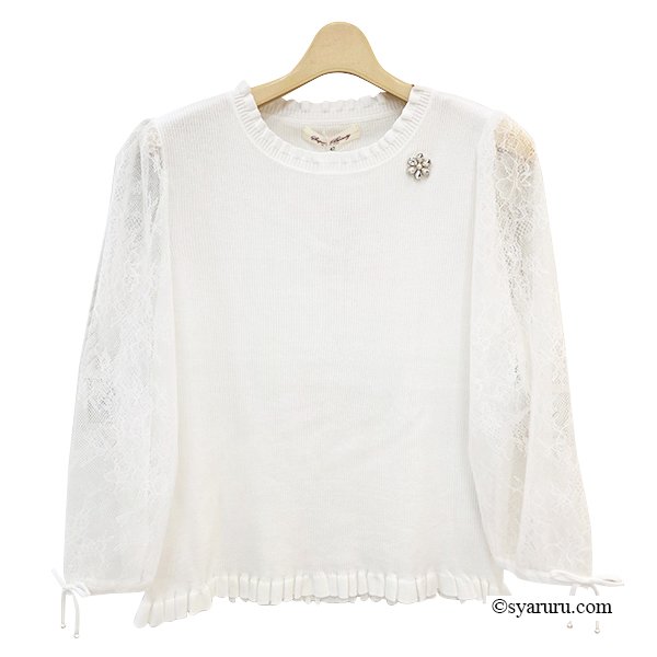 画像2: 【SuperBeauty  】★レースチュール素材の2重袖フリルデザインセーター (2)