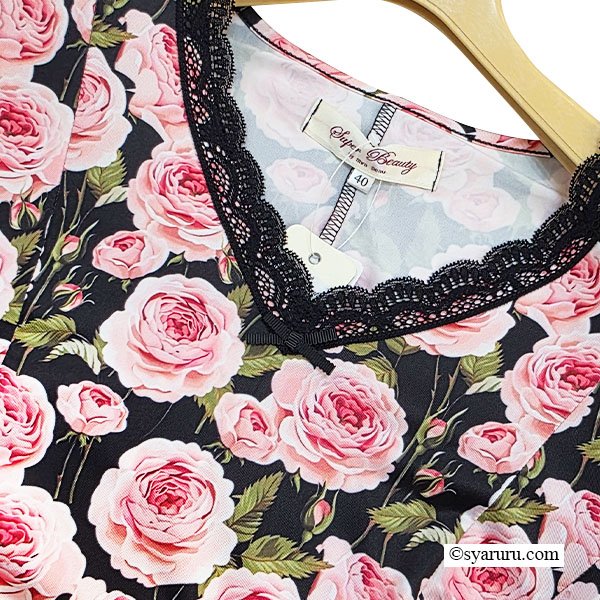 画像13: 【SuperBeauty  】バラ柄プリント半袖ワンピース (13)