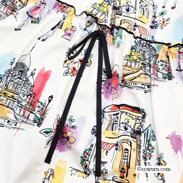 画像12: 【SuperBeauty  】Parisプリントスクエアネックワンピース (12)