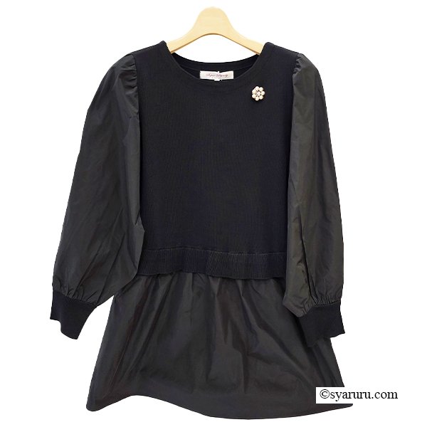 画像5: 【SuperBeauty  】★ニットタフタ切替ニットチュニック (5)