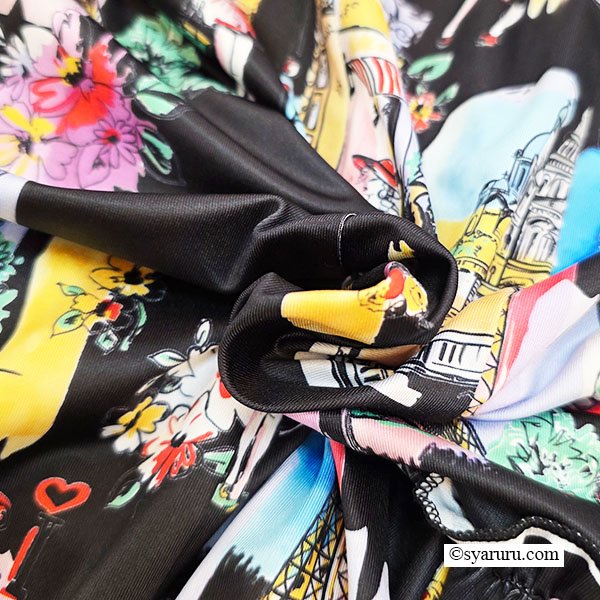 画像7: 【SuperBeauty  】Parisプリントスクエアネックワンピース (7)