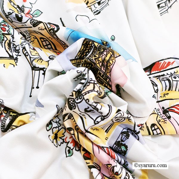 画像13: 【SuperBeauty  】Parisプリントスクエアネックワンピース (13)