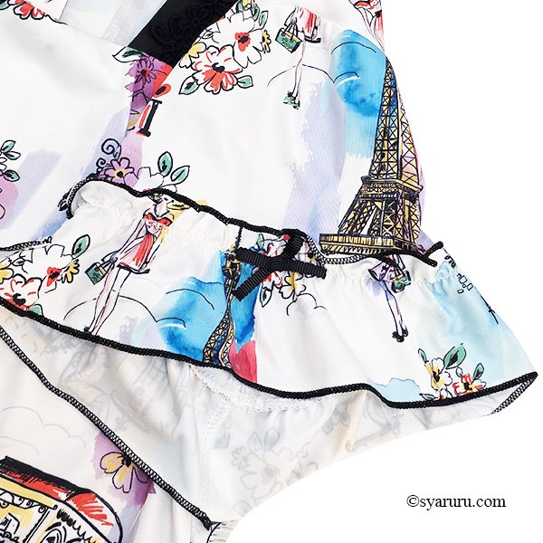画像11: 【SuperBeauty  】Parisプリントスクエアネックワンピース (11)