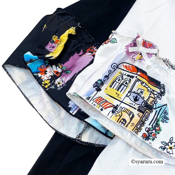 画像7: 【SuperBeauty  】Paris胸元プリント袖フリルロングTシャツ《送料220円代引は通常送料》 (7)