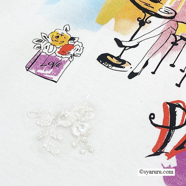 画像10: 【SuperBeauty  】Paris胸元プリント袖フリルロングTシャツ《送料220円代引は通常送料》 (10)